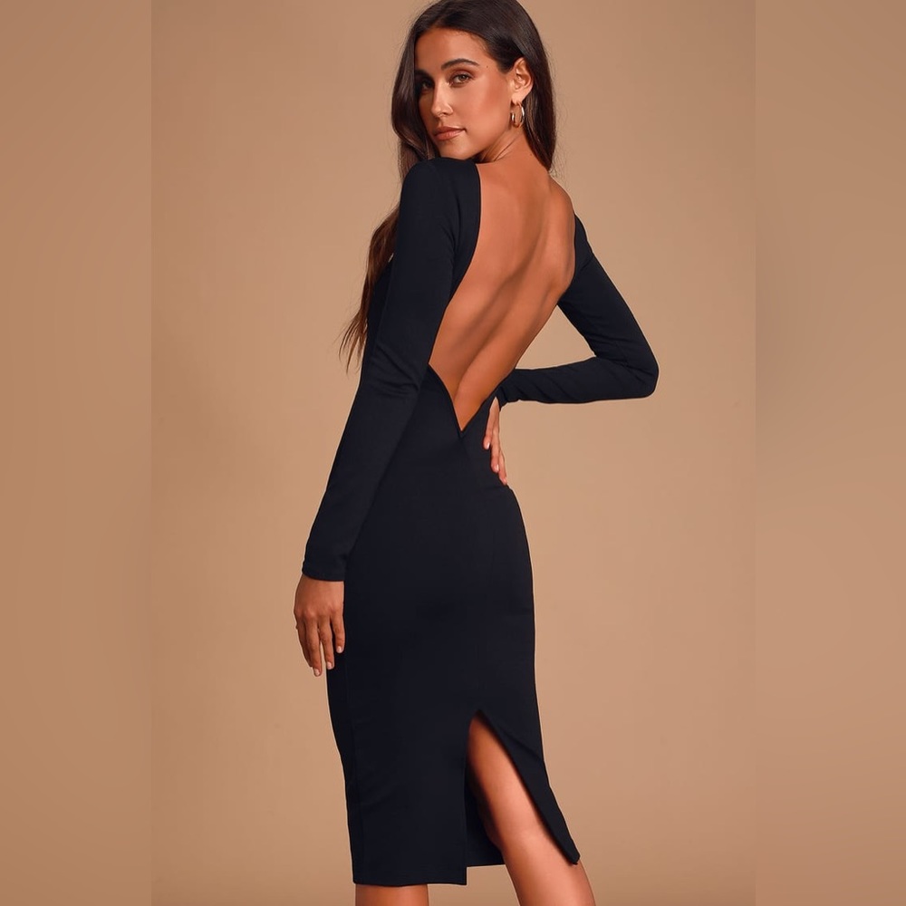 Lulu’s Va Va Voom Black Backless Midi Dress